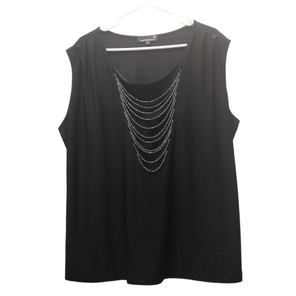 Laura Sleeveless Top Blouse for Women sz 1X in Black